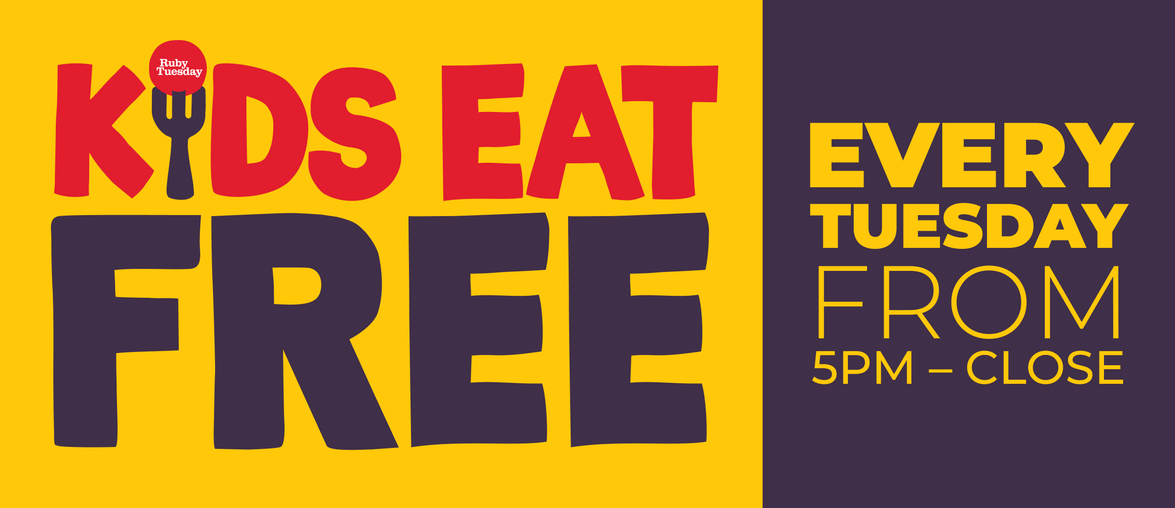 Kids Eat Free at Ruby Tuesday Every Tuesday After 5 PM
