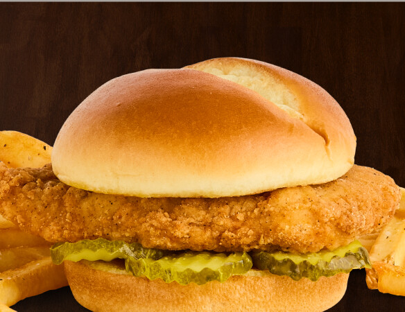 $6.99 Crispy Chicken Sandwich  Crispy Chicken with pickles and our signature sauce. Served with fries or tots.