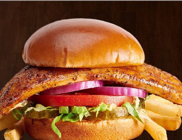 $6.99 Blackened Fish Sandwich  Blackened tilapia with lettuce, onion, tomato, and pickles. Served with fries or tots.