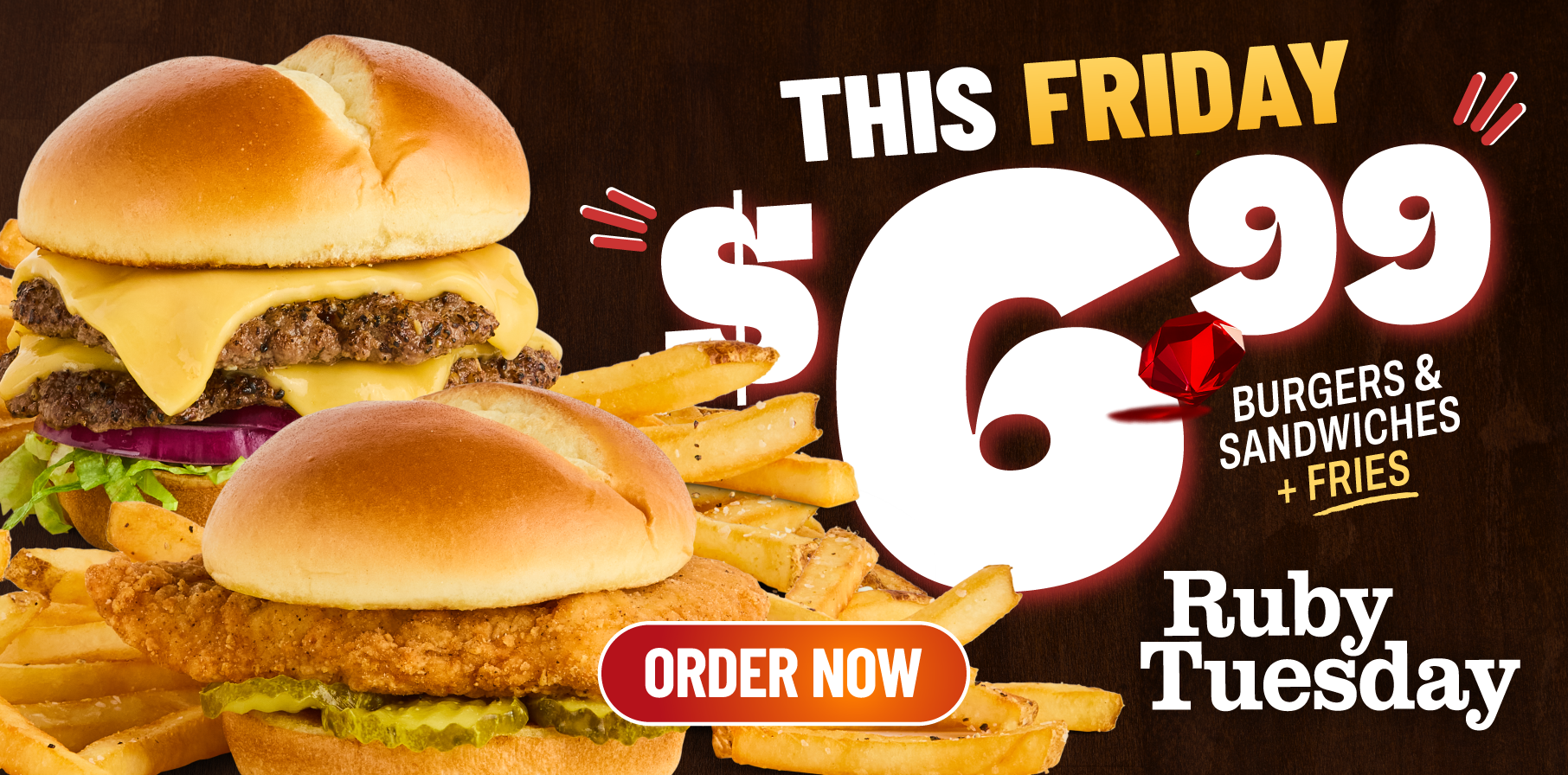 Ruby Tuesday $6.99 Friday Burger Deal: Burgers and Sandwiches with Fries